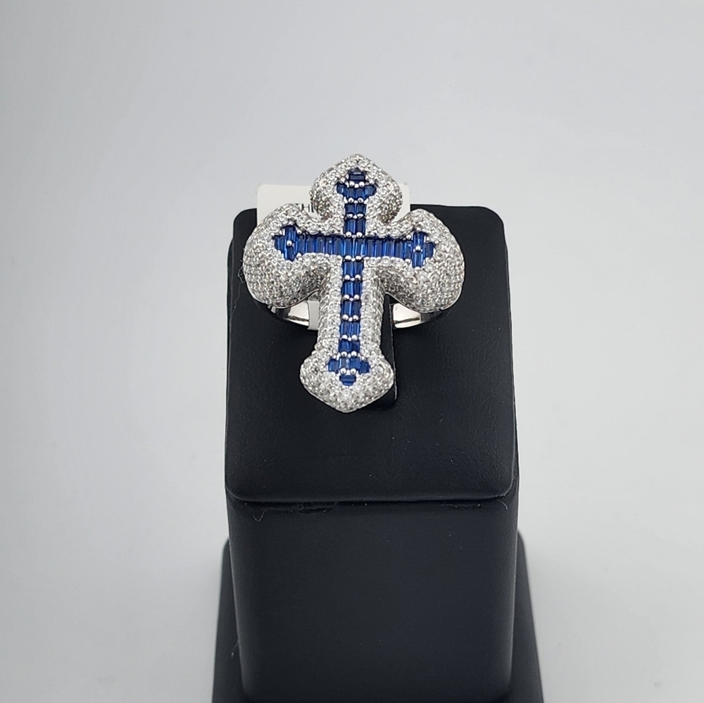 925 Silver Cross Ring Bugget and round cubic zirconia - Picture 4 of 9